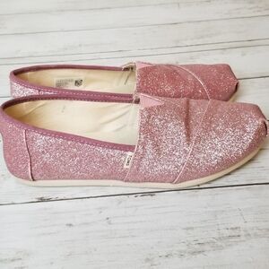 Toms Pink Glitter Ballerina Loafer Flats